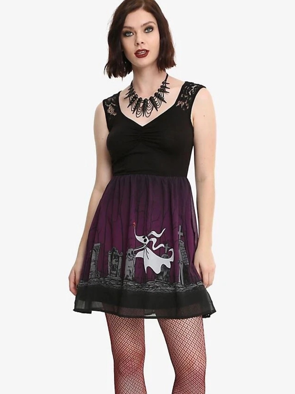 Disney Black and Purple Mini Dress with Ghost Print